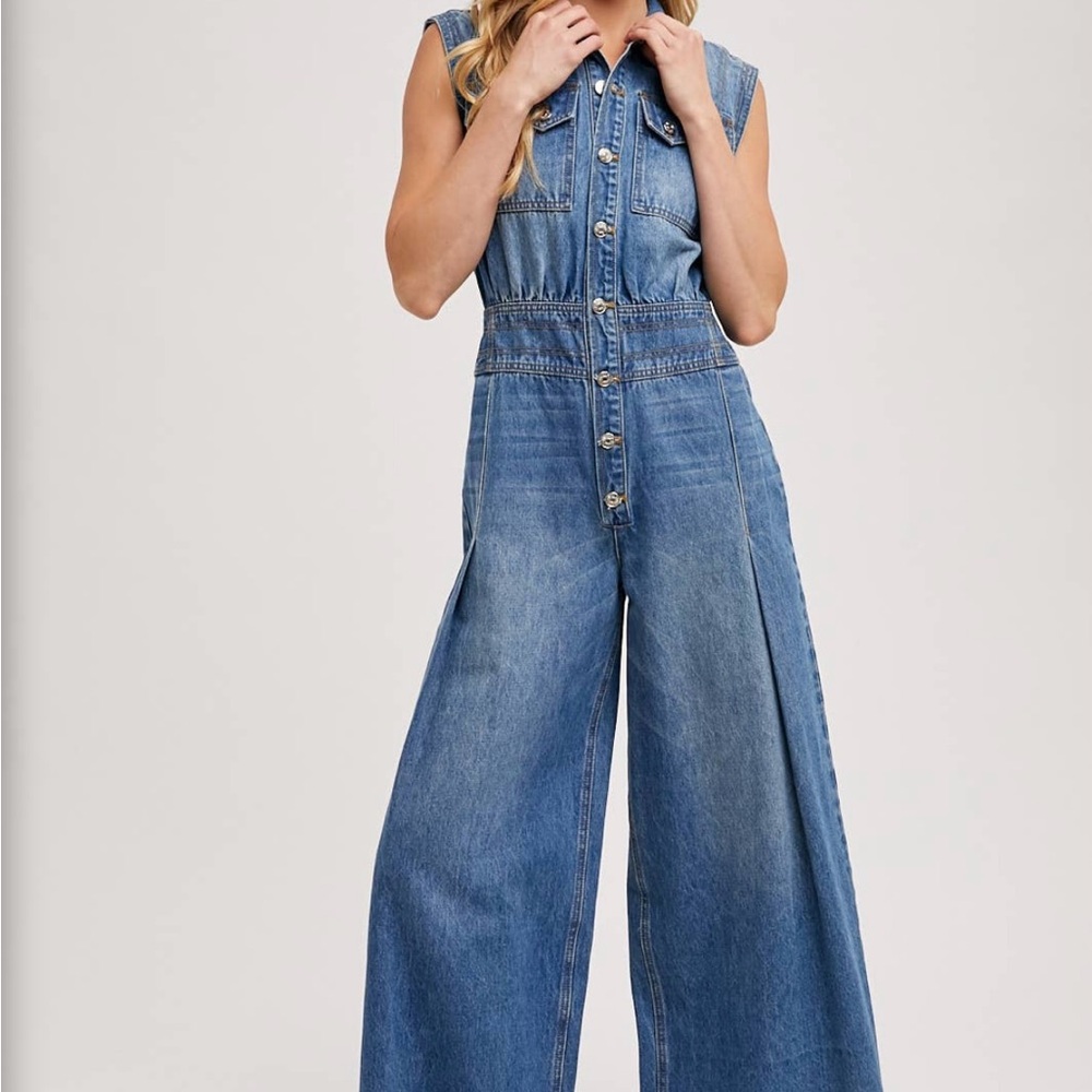 Sleeveless Denim Jumpsuit